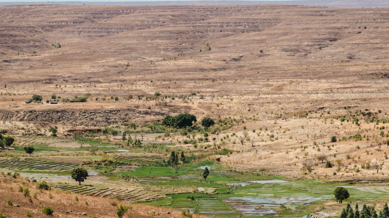 Aerial view of Tanzanian savanna — Central Plateau nickel target